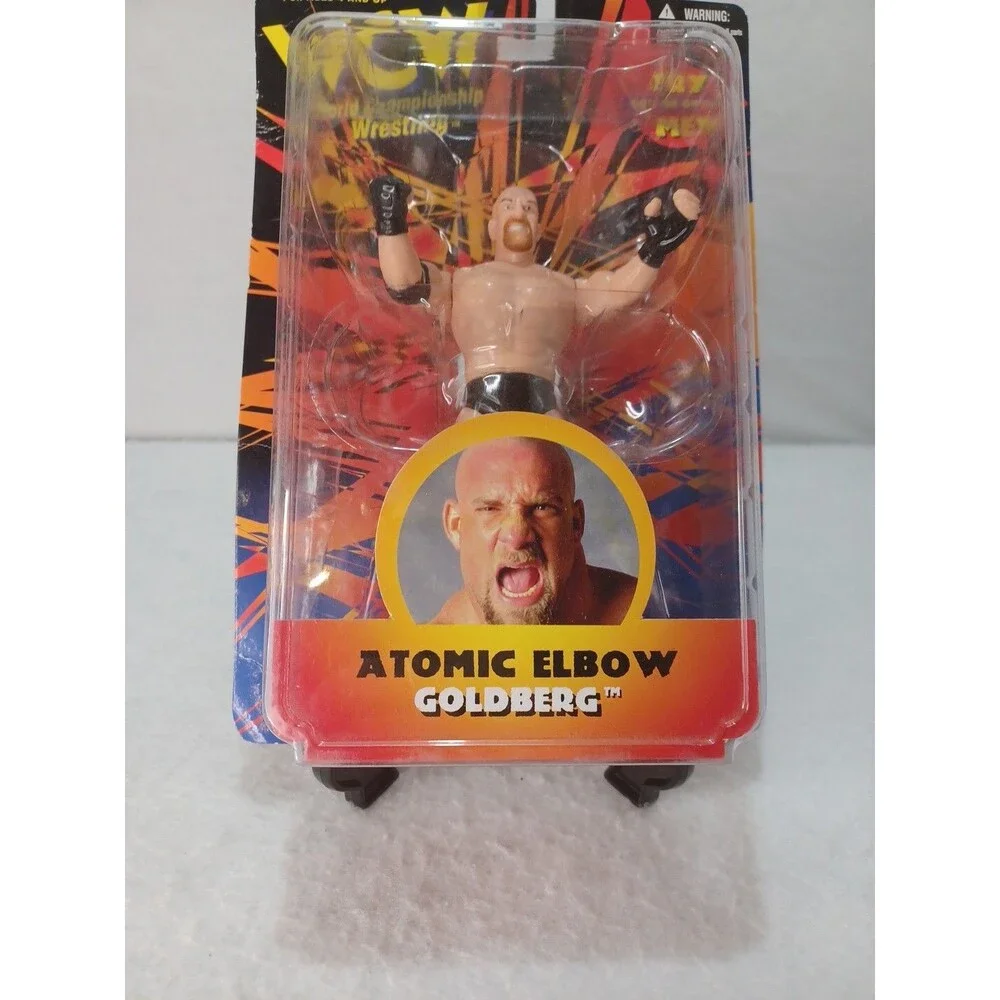 WCW Goldberg Atomic Elbow Action Figure MOC 1998 OSFTM Toy Makers Sealed NIB NWO